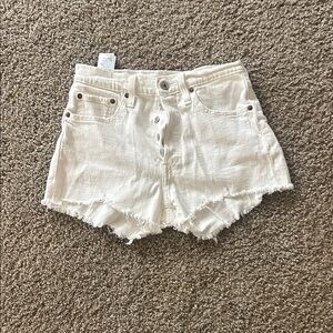 Levi's Women's White Frayed Jean Shorts